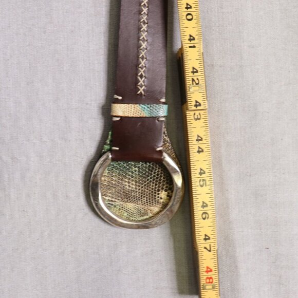 Post & Co Lizard Leather Belt Brown 100cm (Fits 34") O-Ring Italy Exotic - Picture 5 of 15
